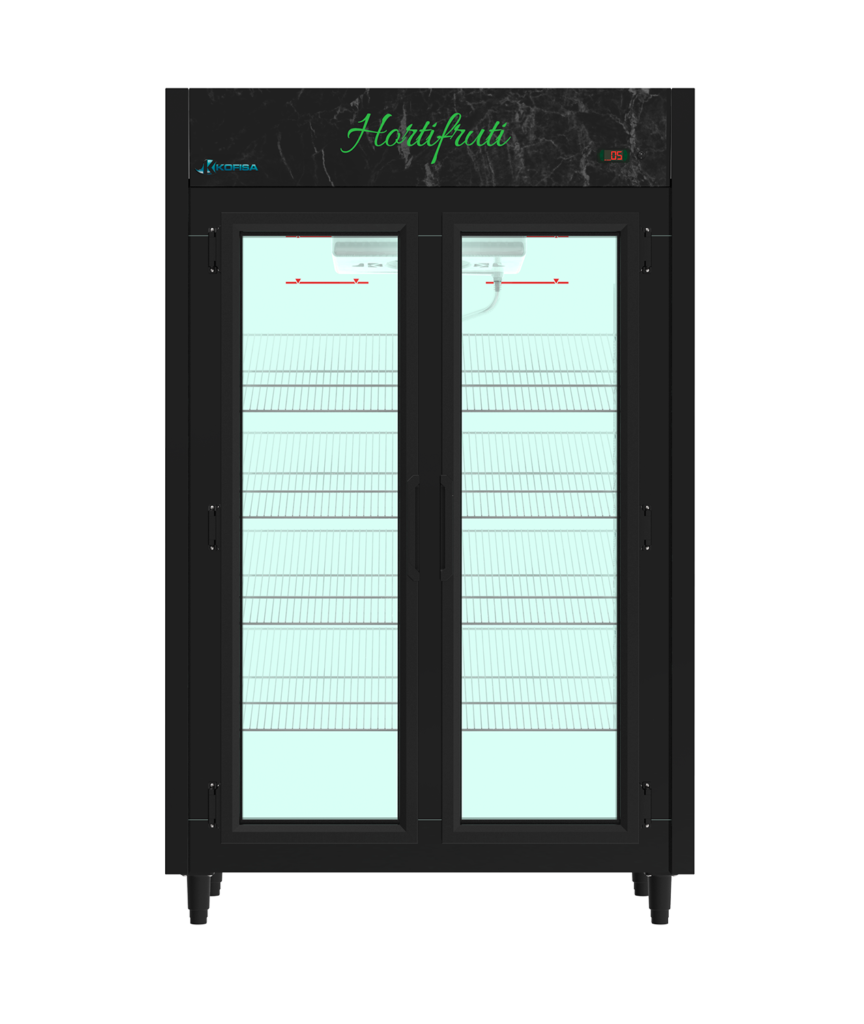 EXPOSITOR AUTO SERVIÇO – LINHA BLANC – PRETO 2 PORTAS – HORTIFRUTI